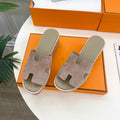 HERMES Eze 30 Sandal Light Brown Suede