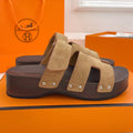 HERMES KOS CLOG IN PEANUT BROWN SUEDE
