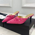 CHANEL HIGH 65 MM MULE IN DEEP PINK SUEDE